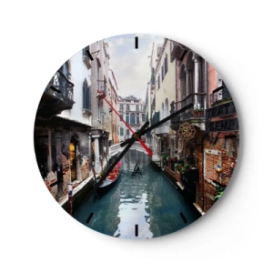 Horloge murale - Pendule murale - Un canal vénitien avec une gondole parmi les maisons de rapport - 30x30cm - Paysage vénitien avec une gondole et un pont - Décoration murale moderne pour le salon, la cuisine et la chambre ARTTOR
