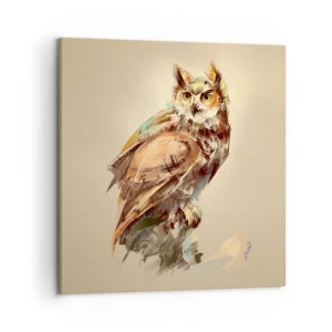Impression sur toile - Image sur toile - Le hibou le plus intelligent - confirmera la forêt de chênes - 50x50 cm