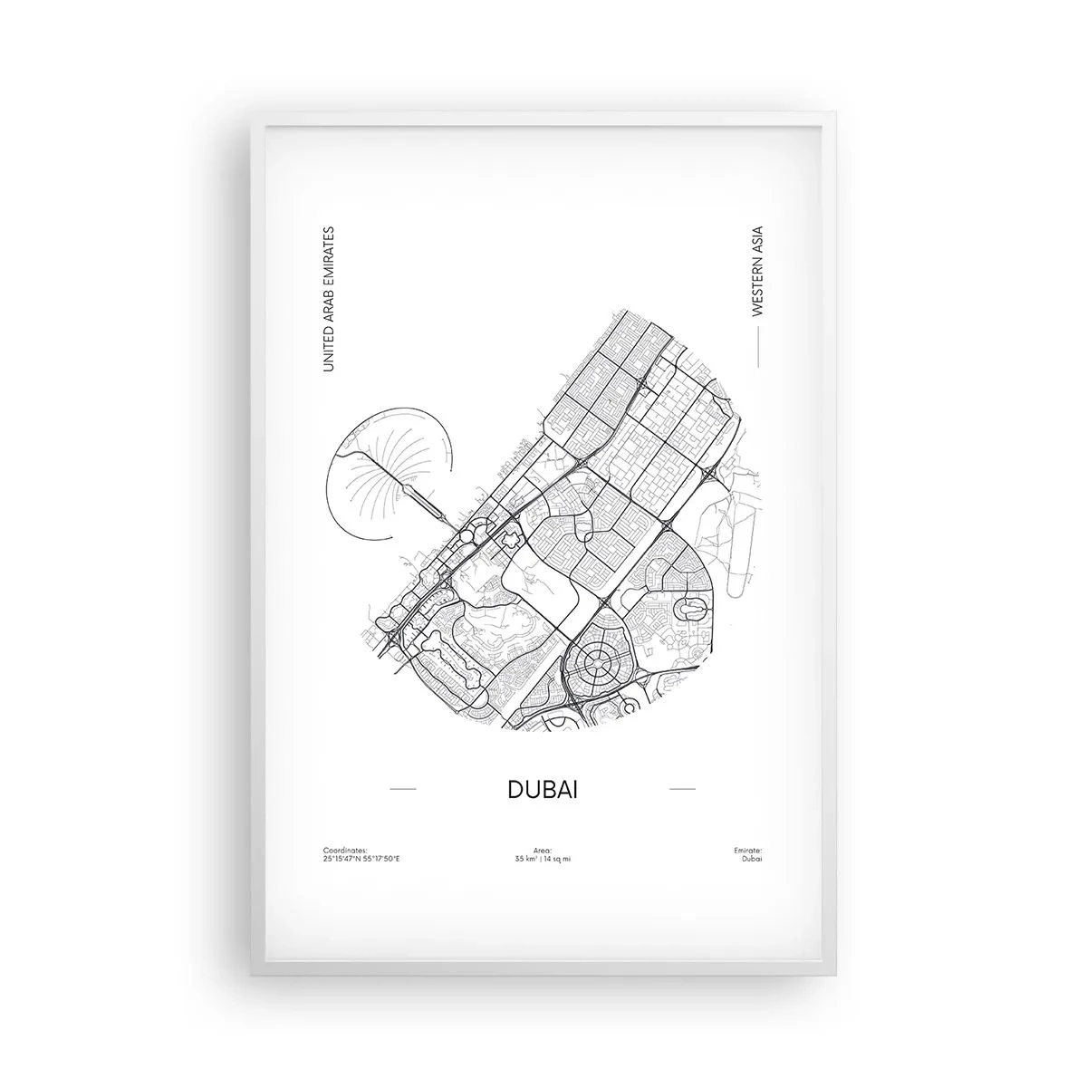 Affiche dans un cadre blanc - Poster - Anatomie de Dubaï - 61x91 cm