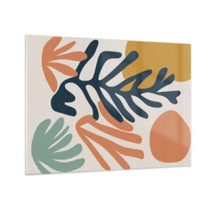 Impression sur verre - Image sur verre - Graphiques colorés avec des motifs végétaux et coralliens - 70x50cm - Mers de corail - Décoration murale moderne pour le salon et la chambre ARTTOR