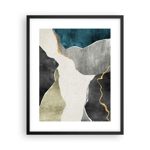 Affiche dans un cadre noir - Poster - Composition mosaïque avec un fil d'or - 40x50 cm