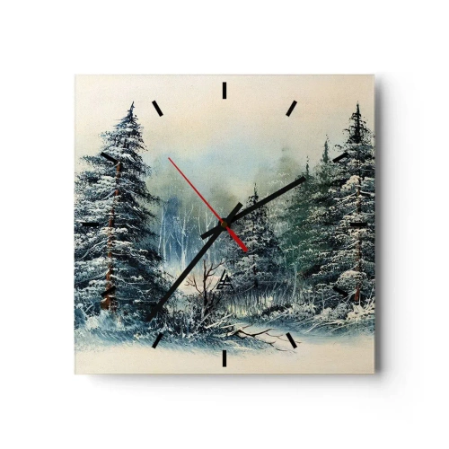 Horloge murale - Pendule murale - Paysage d'hiver avec des arbres enneigés - 30x30cm - Prêt pour les fêtes - Décoration murale moderne pour le salon et la chambre ARTTOR