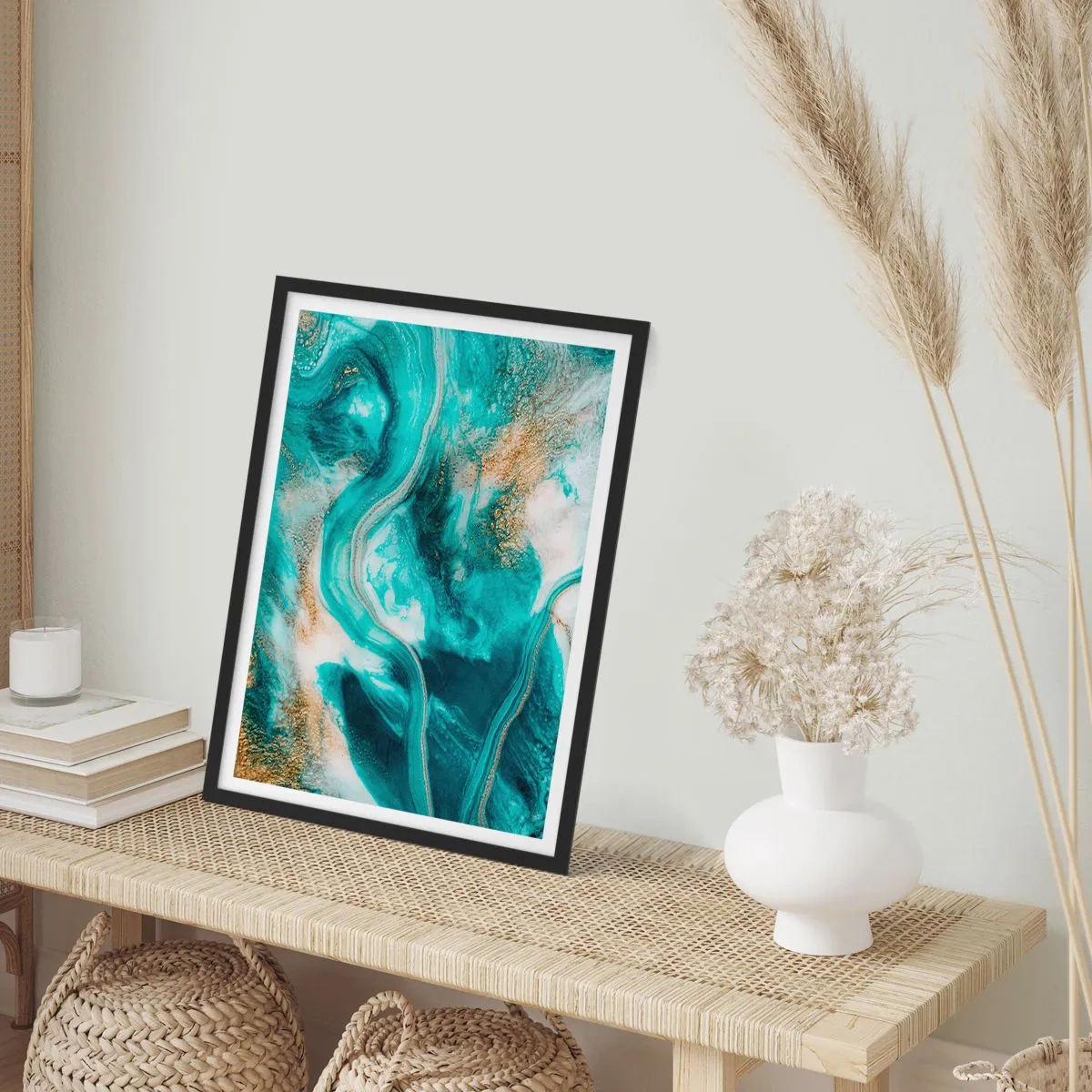 Affiche dans un cadre noir - Poster - Rivière d'or - 70x100 cm