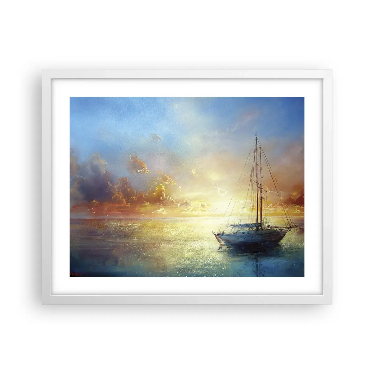 Affiche dans un cadre blanc - Poster - Dans une baie dorée - 50x40 cm