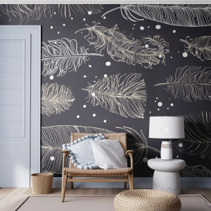 Papier peint sur mesure Premium Sand - Toile de plumes - Plume oiseau, Graphique, Morceau