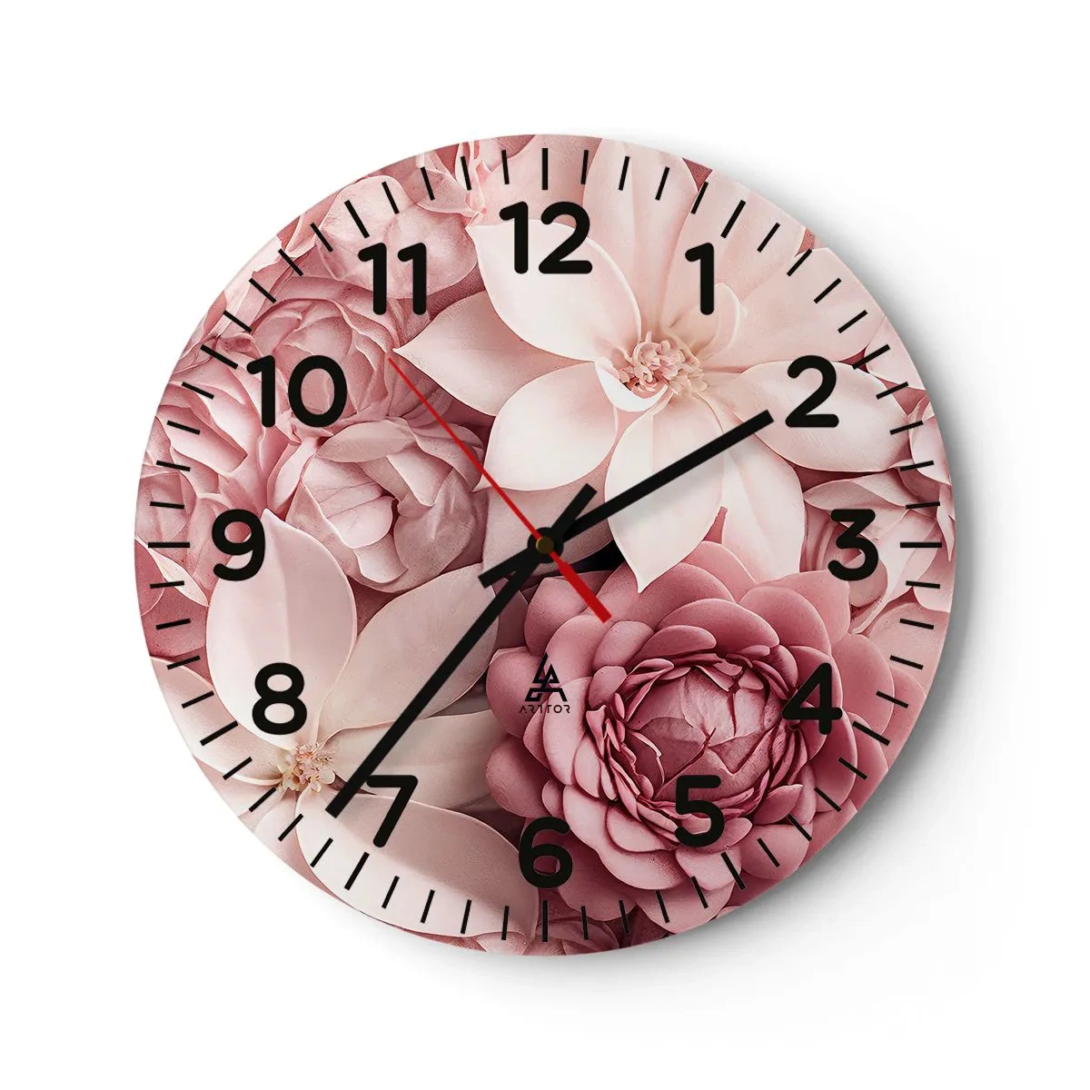 Horloge murale - Pendule murale - Dans les pétales roses - 40x40 cm