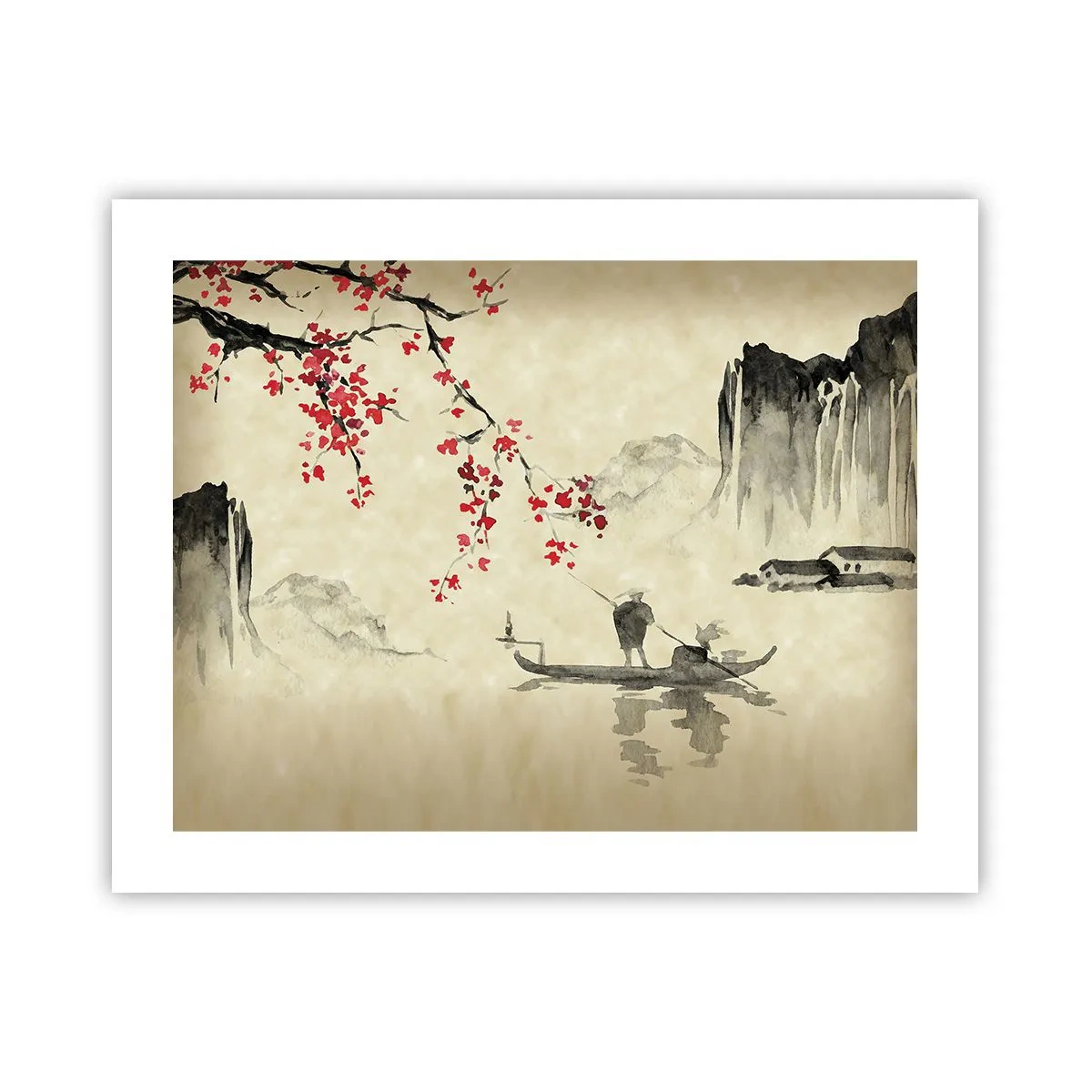 Affiche - Poster - Au pays des cerisiers en fleurs - 50x40 cm