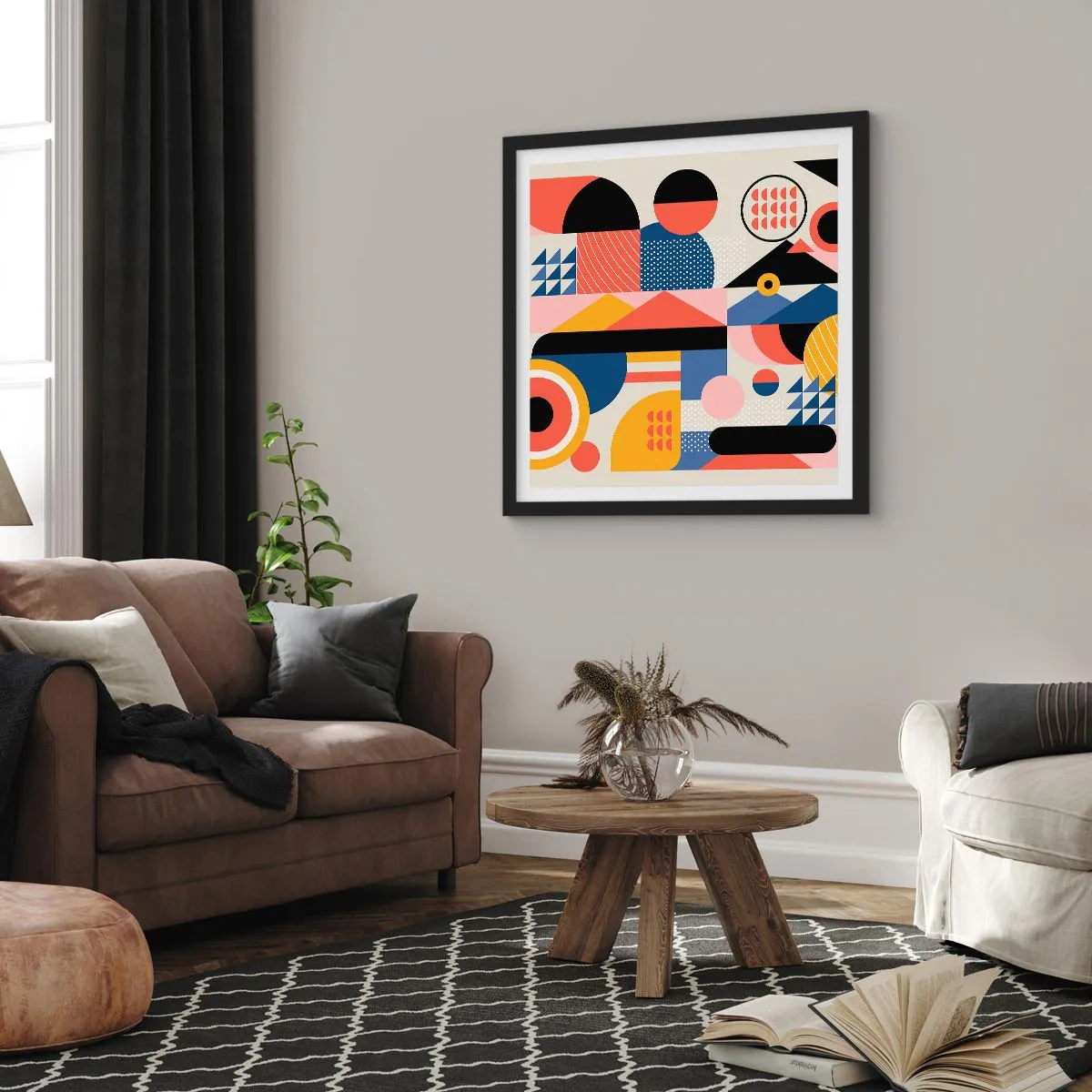 Affiche dans un cadre noir - Poster - Composition : jouer - 30x30 cm