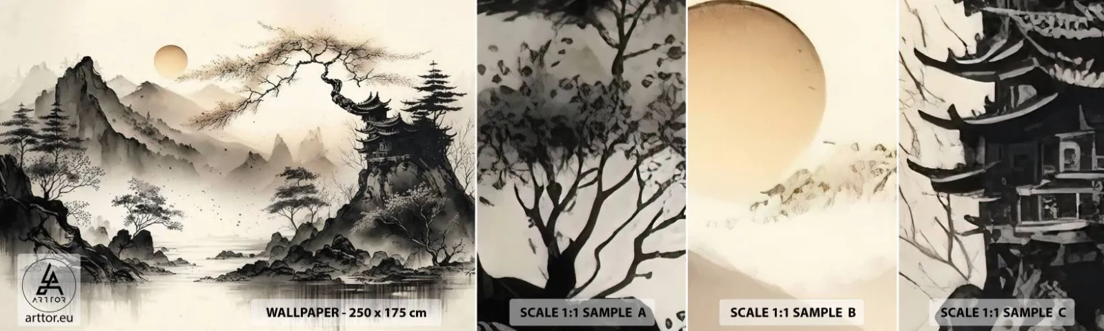 Échantillon de Papier Peint Autocollant Deluxe Sticker - Le charme unique de l'Orient - Asie, Japon, Voir - 100x30 cm