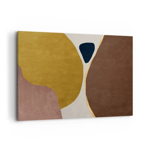 Impression sur toile - Image sur toile - Une composition abstraite avec des formes géométriques aux couleurs chaudes. - 100x70cm - L'abstraction – une place dans l'espace - Décoration murale moderne pour le salon et la chambre ARTTOR