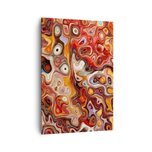 Impression sur toile - Image sur toile - Une composition abstraite dans des tons chauds de rouge, d'orange et de jaune. - 70x100cm - Si les noix fondaient dans du miel - Décoration murale moderne pour le salon et la chambre ARTTOR