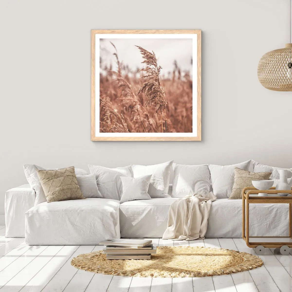 Affiche dans un chêne clair - Poster - C'est déjà l'automne dans les champs - 30x30 cm