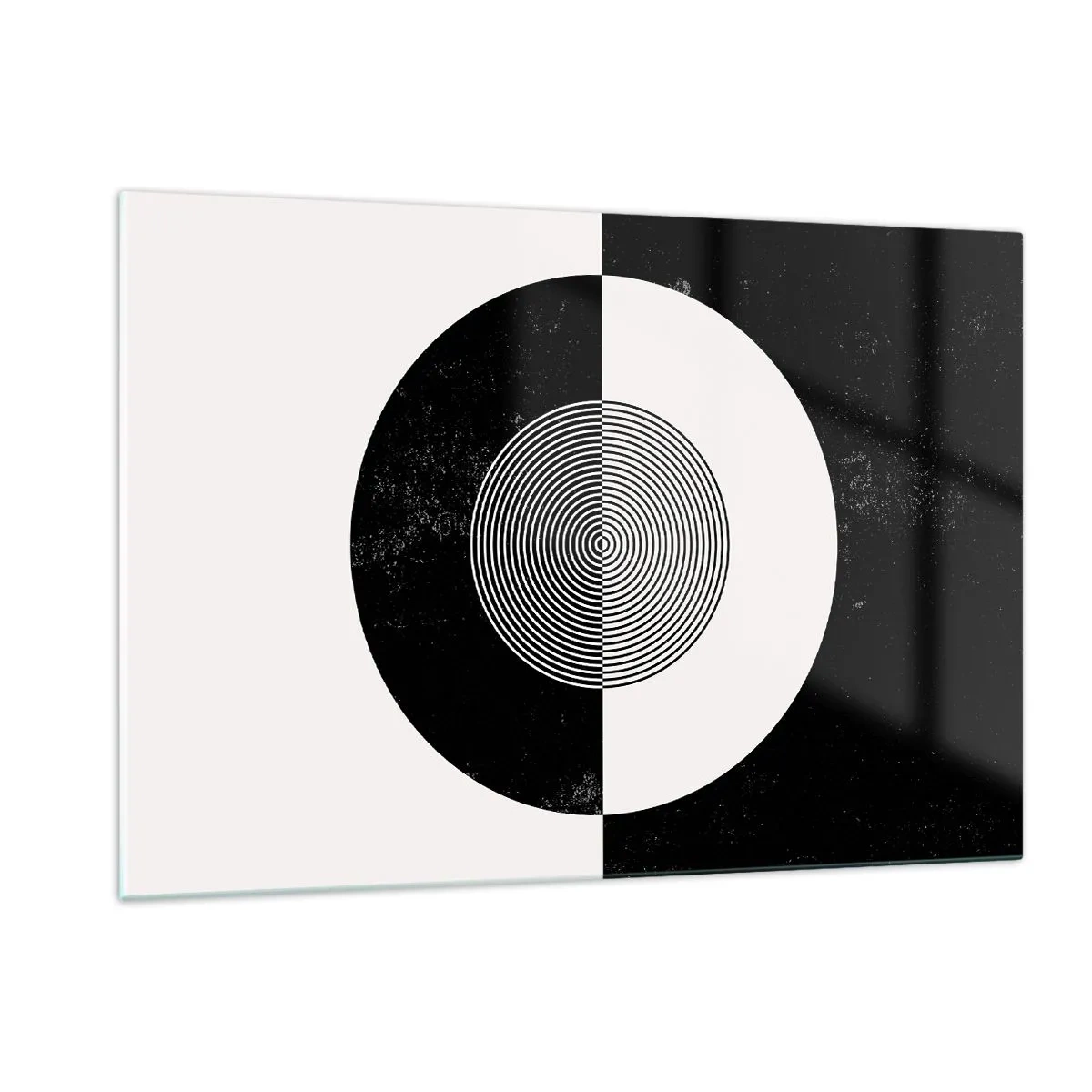 Impression sur verre - Image sur verre - Motif géométrique de symétrie noir et blanc - 120x80cm - Harmonie de noir et blanc - Décoration murale moderne pour le salon et la chambre ARTTOR