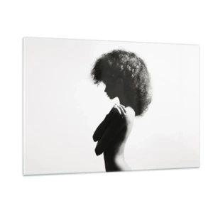 Impression sur verre - Image sur verre - Nu féminin dans une lumière contrastée en noir et blanc - 120x80cm - Comme une fleur au bout d'une fine tige - Décoration murale moderne pour le salon et la chambre ARTTOR