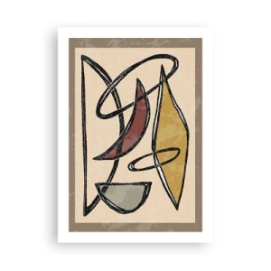 Affiche - Poster - Composition géométrique abstraite dans les tons beige et noir - 50x70cm - Composition – arcs et ovales - Décoration murale moderne pour le salon et la chambre ARTTOR