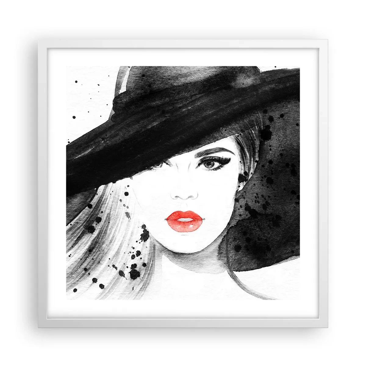 Affiche dans un cadre blanc - Poster - Dame en noir - 50x50 cm