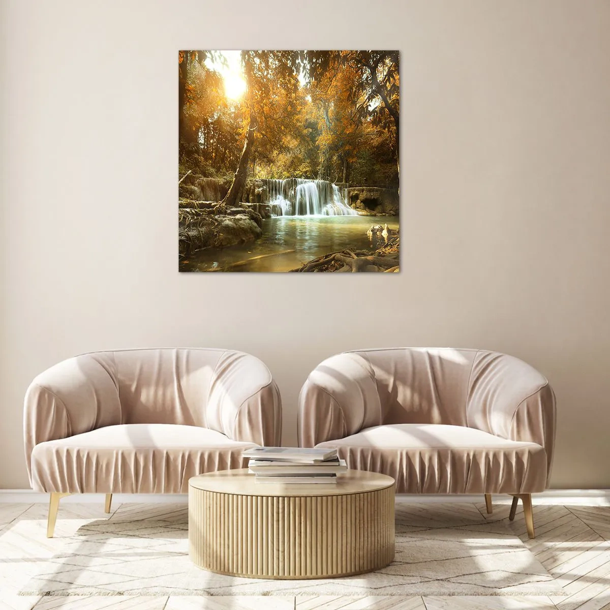 Impression sur verre - Image sur verre - Cascade du parc - 70x70 cm