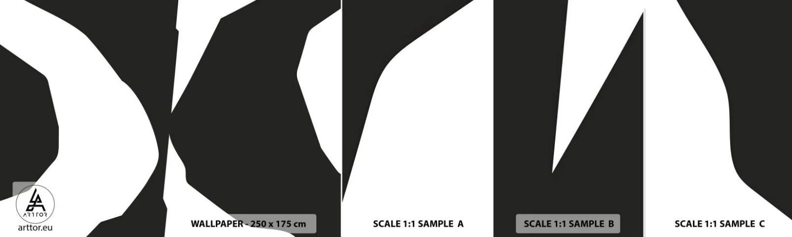 Échantillon De Papier Peint Standard Eco - Positif négatif - Noir et blanc, Abstraction, Morceau - 100x30 cm
