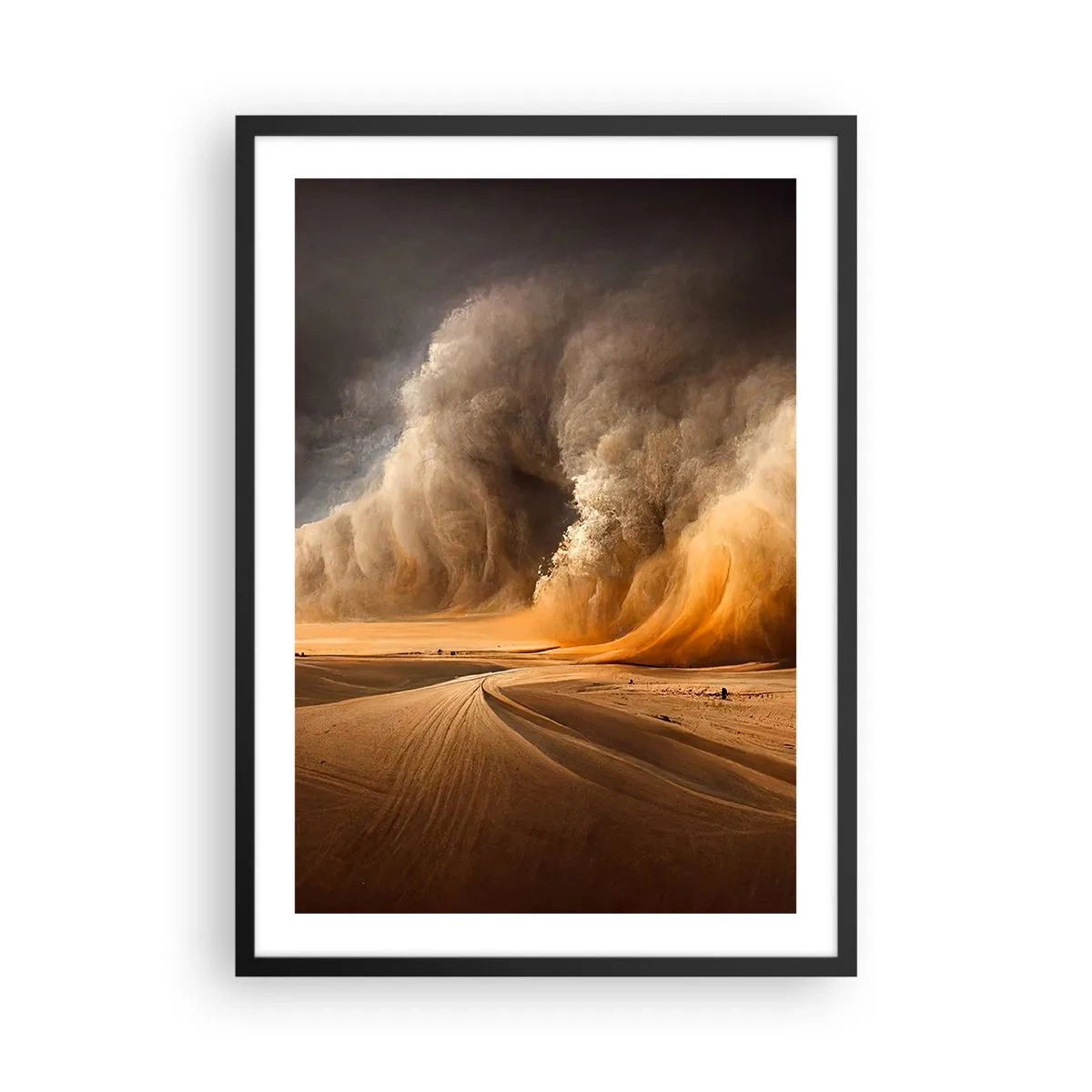 Affiche dans un cadre noir - Poster - Une énorme tempête de sable dans le désert - 50x70cm - La colère du désert - Décoration murale moderne pour le salon et la chambre ARTTOR