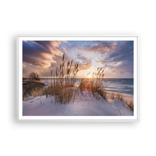 Affiche dans un cadre blanc - Poster - Salutations du soleil et du vent - 100x70 cm