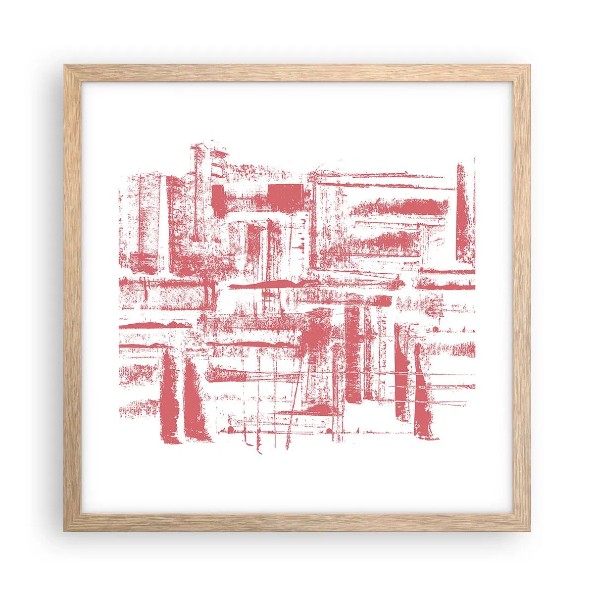 Affiche dans un chêne clair - Poster - La ville rouge - 40x40 cm