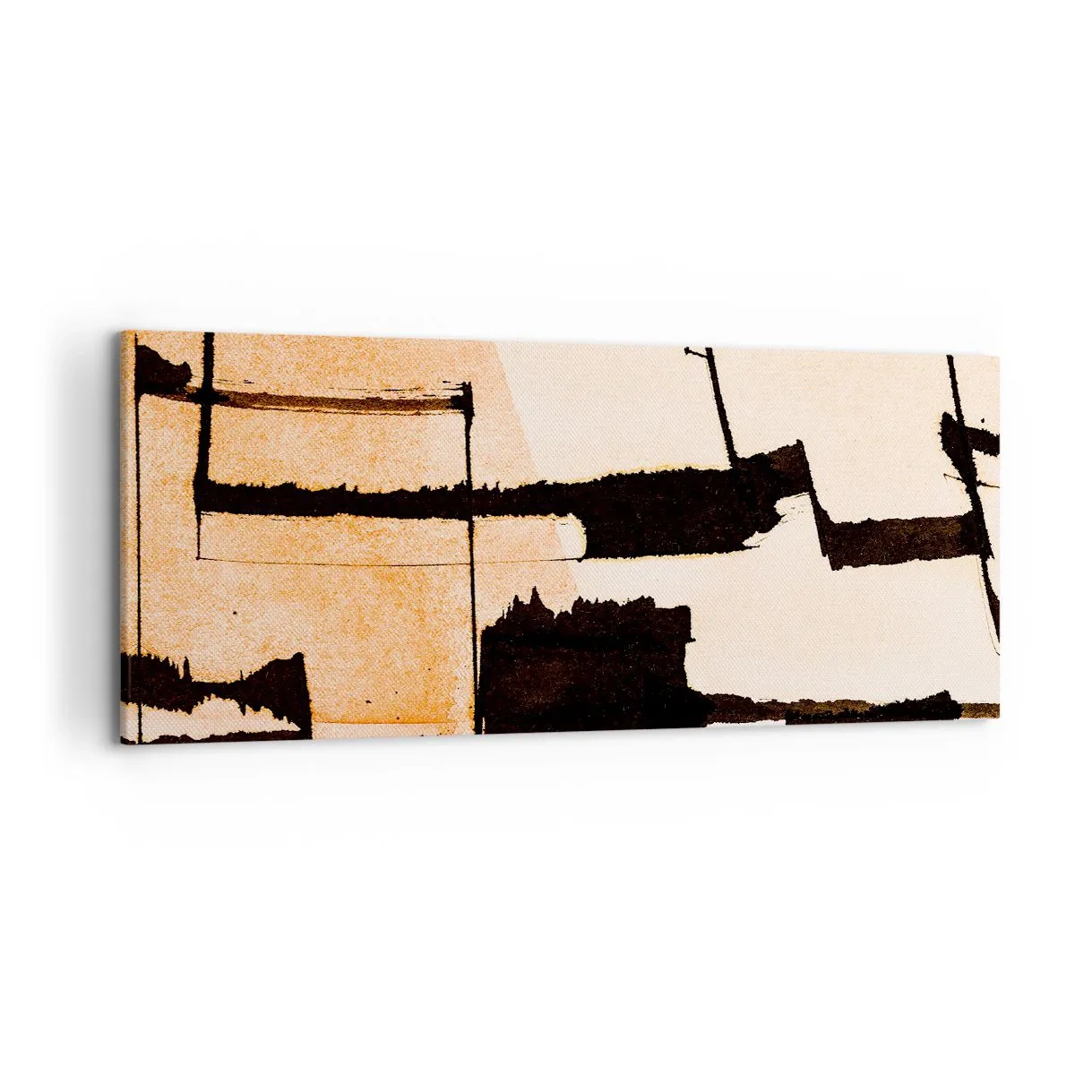 Impression sur toile - Image sur toile - Motifs géométriques dans les tons marron et beige - 120x50cm - De l’ordre malgré tout - Décoration murale moderne pour le salon et la chambre ARTTOR