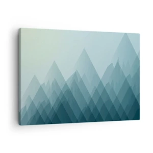 Impression sur toile - Image sur toile - Graphiques de montagne minimalistes dans des tons de bleu - 70x50cm - Grand, plus grand, encore plus grand - Décoration murale moderne pour le salon et la chambre ARTTOR