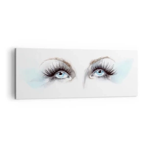 Impression sur toile - Image sur toile - Aquarelle aux yeux bleus et aux accents délicats - 140x50cm - Yeux d'ange? - Décoration murale moderne pour le salon et la chambre ARTTOR