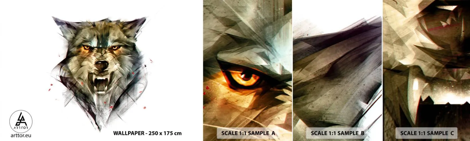 Échantillon De Papier Peint Standard Eco - Pas un pas ! - Abstraction, Animaux, Loup - 100x30 cm