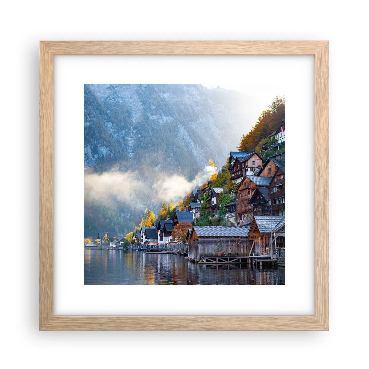 Affiche dans un chêne clair - Poster - Ambiance alpine - 30x30 cm