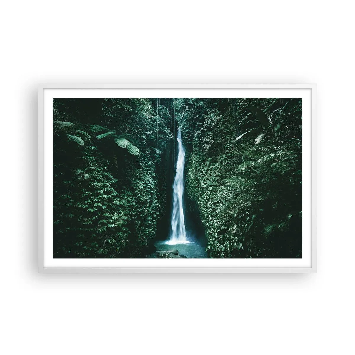 Affiche dans un cadre blanc - Poster - Fontaine tropicale - 91x61 cm