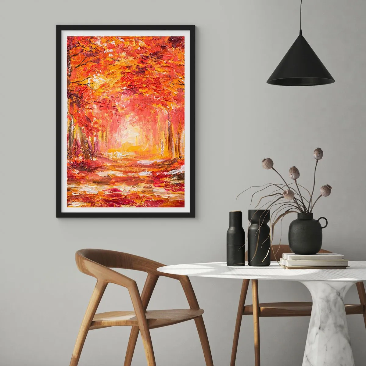 Affiche dans un cadre noir - Poster - Forêt de cuivre - 61x91 cm