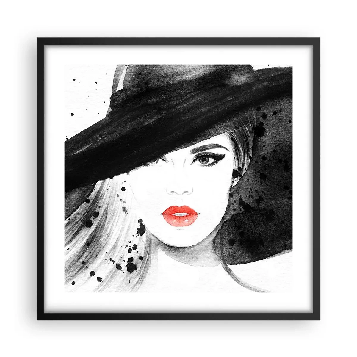 Affiche dans un cadre noir - Poster - Dame en noir - 50x50 cm