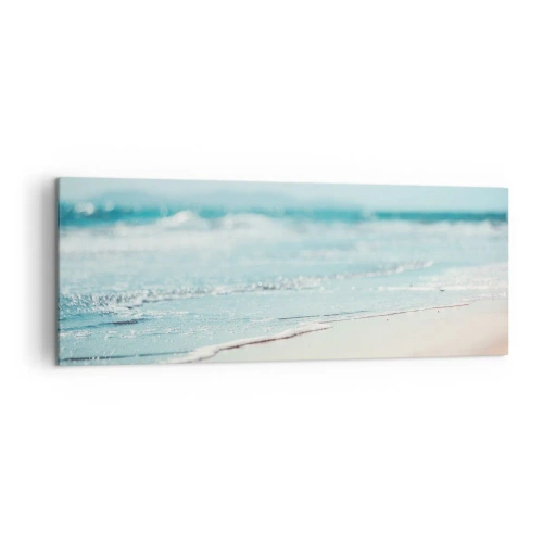 Impression sur toile - Image sur toile - Douces vagues de l'océan sur une plage de sable - 140x50cm - Chaleur et bruissement - Décoration murale moderne pour le salon et la chambre ARTTOR
