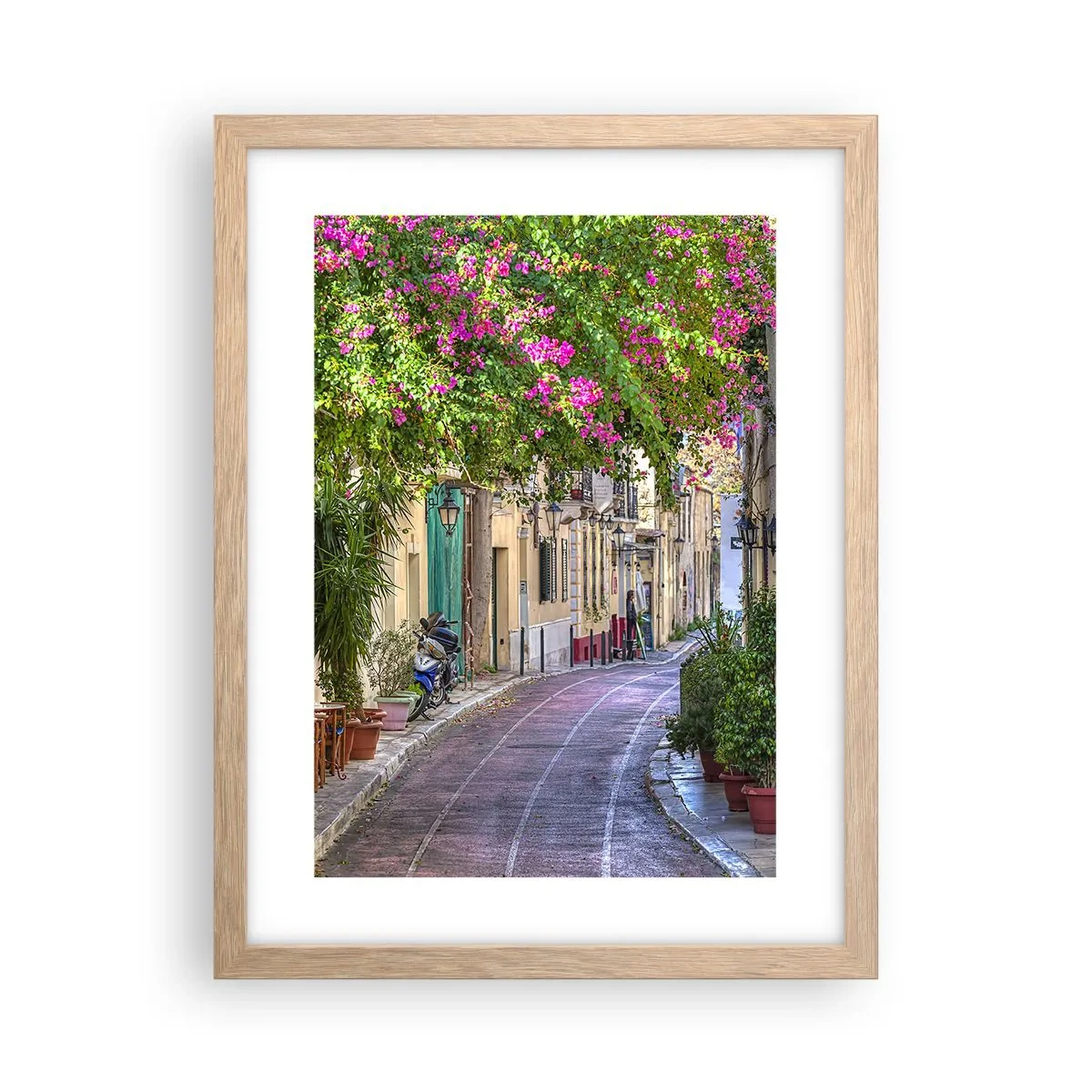 Affiche dans un chêne clair - Poster - Allée fleurie - 30x40 cm
