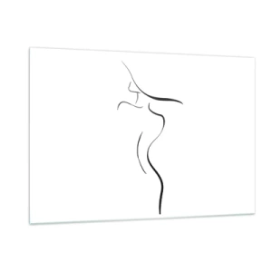 Impression sur verre - Image sur verre - Contour minimaliste d'une silhouette féminine en noir et blanc - 120x80cm - Insaisissable comme une vague - Décoration murale moderne pour le salon et la chambre ARTTOR