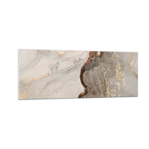 Impression sur verre - Image sur verre - Motif abstrait avec des nuances d'or et de gris - 140x50cm - Aux frontières des couleurs - Décoration murale moderne pour le salon et la chambre ARTTOR