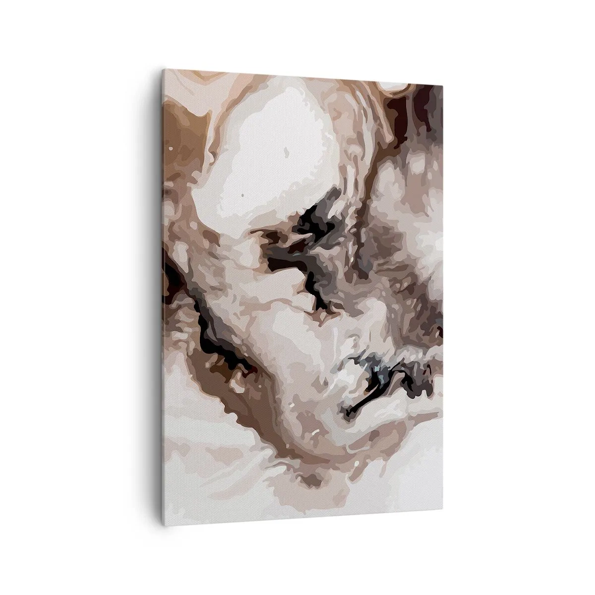 Impression sur toile - Image sur toile - Motif abstrait dans les tons de marron et de blanc - 70x100cm - La naissance d'une galaxie - Décoration murale moderne pour le salon et la chambre ARTTOR