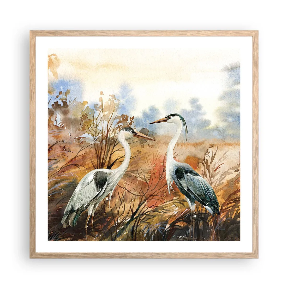 Affiche dans un chêne clair - Poster - Jusqu'où en automne ? - 60x60 cm