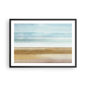 Affiche dans un cadre noir - Poster - Paysage de plage abstrait aux tons pastel - 70x50cm - Réconfort - Décoration murale moderne pour le salon et la chambre ARTTOR