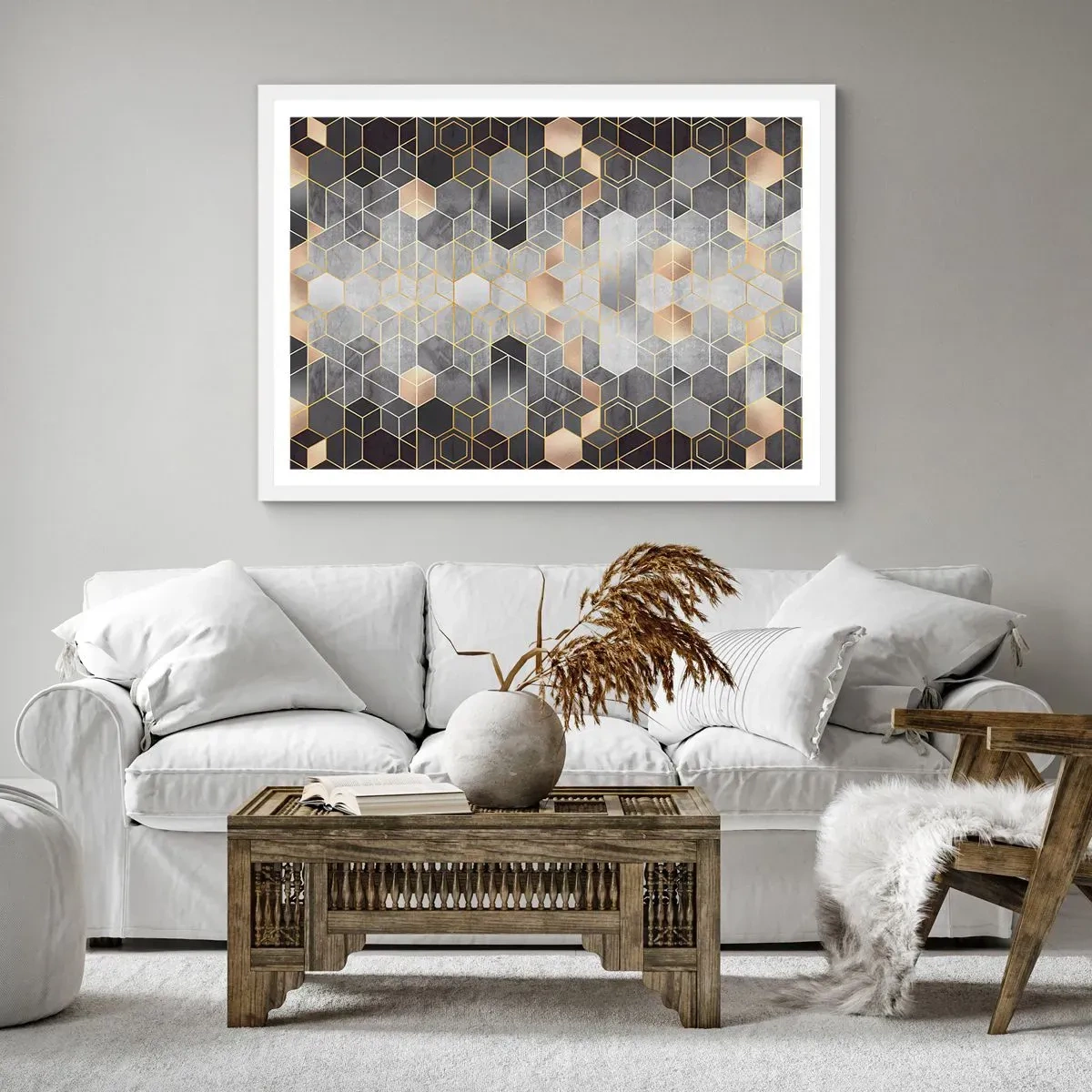 Affiche dans un cadre blanc - Poster - Composition de diamants - 40x30 cm