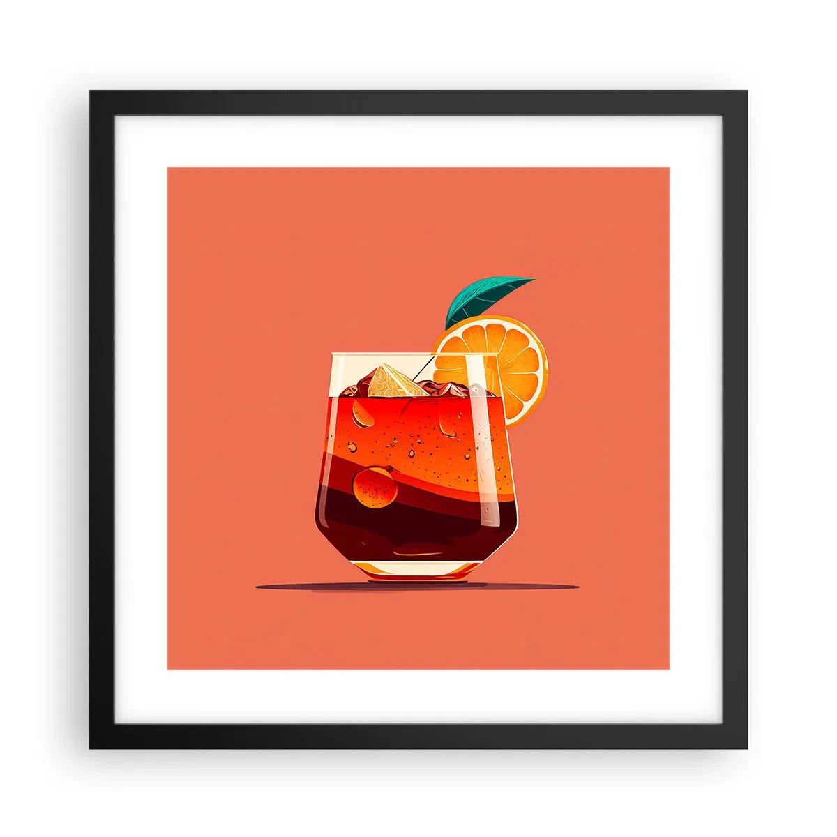 Affiche dans un cadre noir - Poster - Rafraîchissement d'été - 40x40 cm