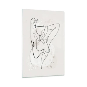Impression sur verre - Image sur verre - Figure d'art linéaire abstraite sur fond clair - 80x120cm - L'art de la séduction - Décoration murale moderne pour le salon et la chambre ARTTOR