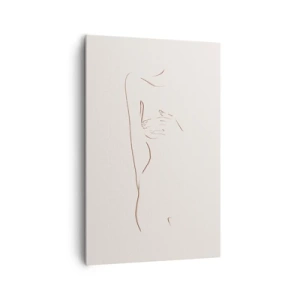 Impression sur toile - Image sur toile - Un dessin au trait subtil d'une silhouette sur un fond clair - 80x120cm - La forme du désir - Décoration murale moderne pour le salon et la chambre ARTTOR