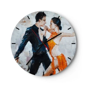 Horloge murale - Pendule murale - Un couple dansant sur un rythme intense avec des poses dynamiques - 30x30cm - Dirty dancing - Décoration murale moderne pour le salon, la cuisine et la chambre ARTTOR