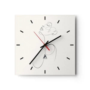 Horloge murale - Pendule murale - Croquis de visage minimaliste au trait sur fond blanc - 30x30cm - En boucle dans les rêves - Décoration murale moderne pour le salon et la chambre ARTTOR