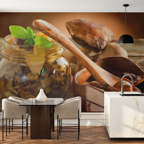 Papier Peint Autocollant Deluxe Sticker - Que ce soit frais ou salé, ou en automne... - La gastronomie, Champignons, Cuisine - 100x70 cm