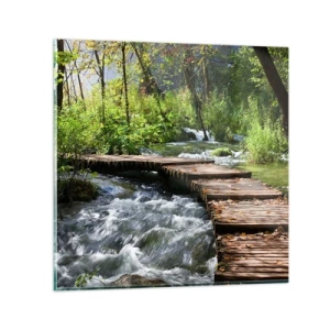 Impression sur verre - Image sur verre - Au-dessus de la cascade mousseuse - 30x30 cm