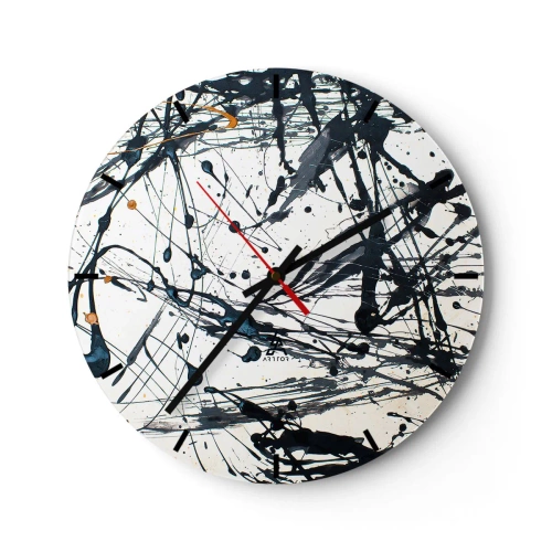 Horloge murale - Pendule murale - Motif abstrait avec des éclaboussures de peinture noire et bleue - 30x30cm - Ca a du sens ou ça n'en a pas ? - Décoration murale moderne pour le salon, la cuisine et la chambre ARTTOR