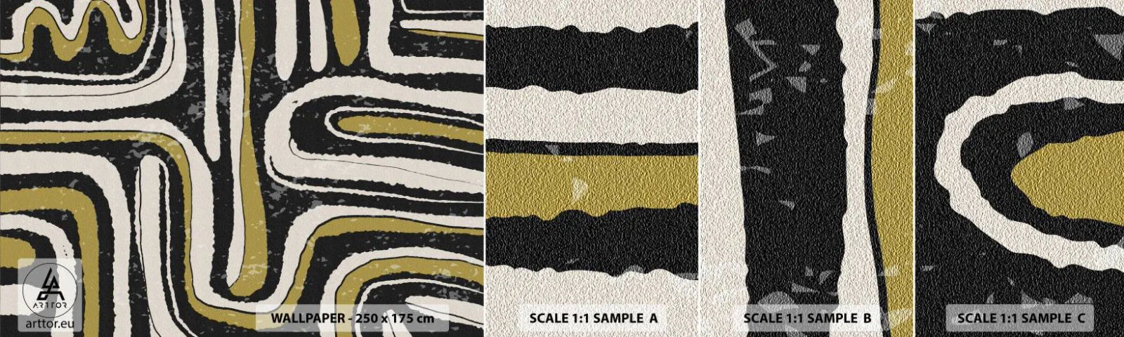 Échantillon De Papier Peint Standard Eco - Composition : routes et ruelles - Vieilli, Abstraction, Morceau - 100x30 cm